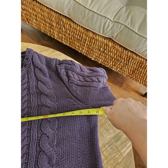 L.L Bean Double L Crewneck Cable-Knit Sweater Women's L Fisherman Heavy - Picture 8 of 10